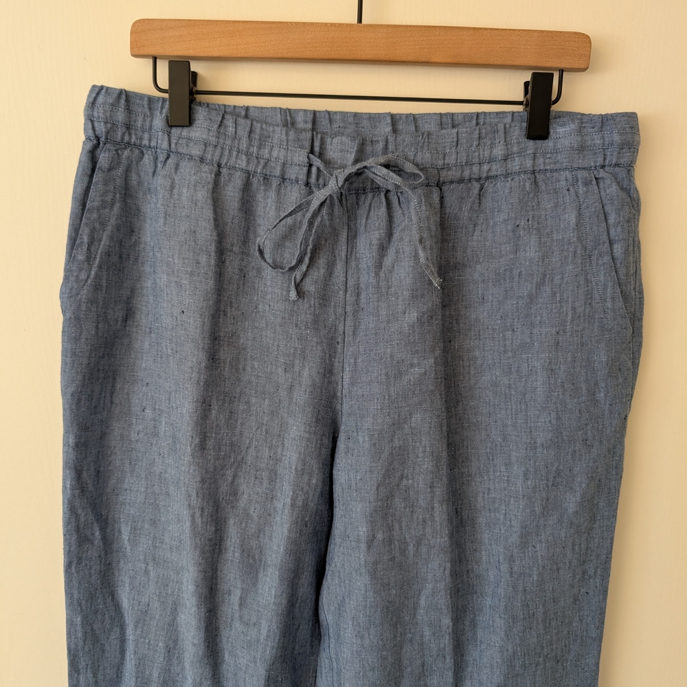 Charter Club Luxury Womens Medium 100% Linen Pants Blue Vacation Resortwear - Picture 3 of 8